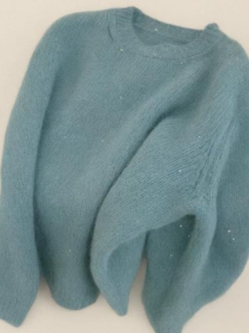 Sparkly Light Blue Crewneck Sweater | Soft Knit Pullover Top